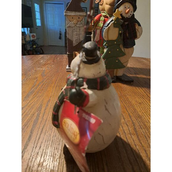 Holiday Living Snowman Figurine 11” Rustic Farmhouse Christmas Resin Shelf Decor - Picture 6 of 7